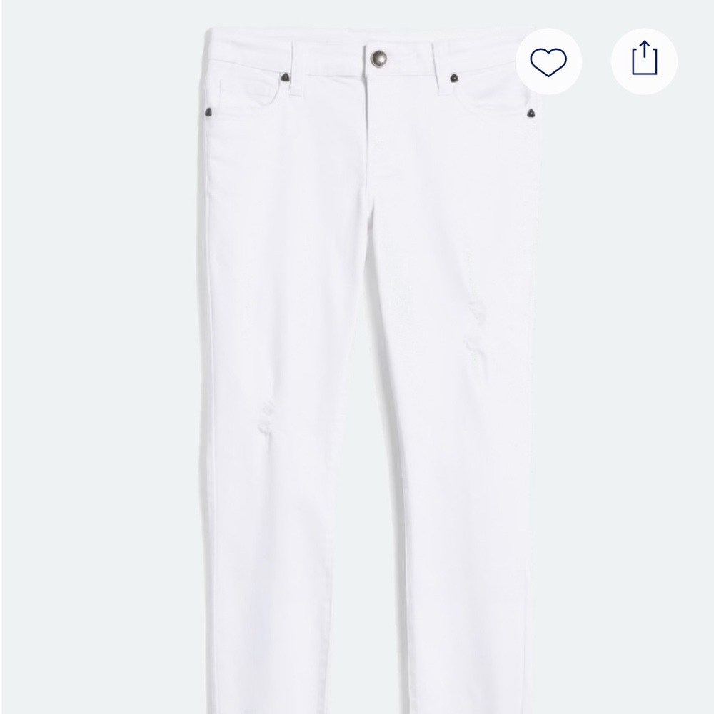 Distressed Frayed Hem White Skinny Jeans